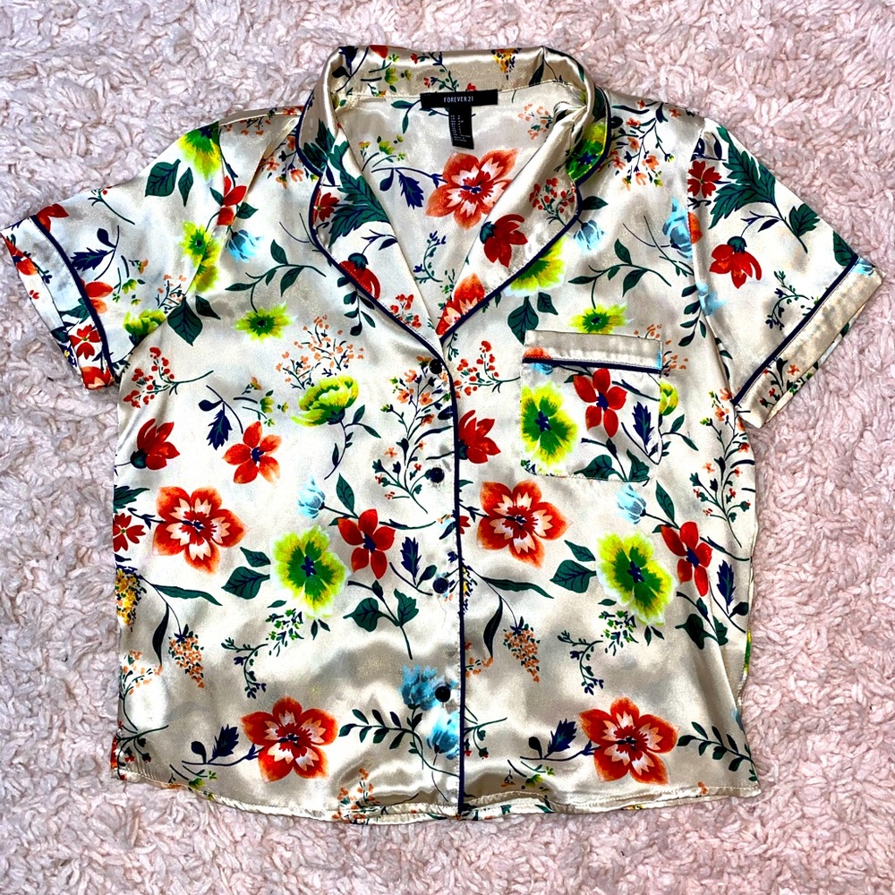 Forever 21 Floral Silk Shirt